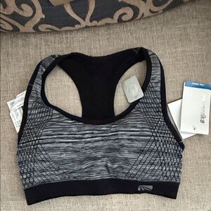 Marika Heathered Gray and Black Racerback Sports Bra